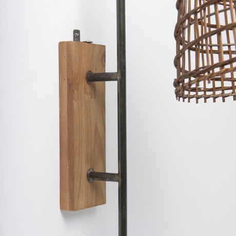 Kiley Brown Woven Shade W/Black Metal Wall Sconce by Mercana at Eve Furniture