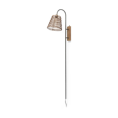 Kiley Brown Woven Shade W/Black Metal Wall Sconce by Mercana at Eve Furniture