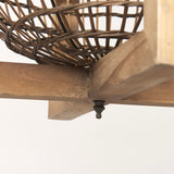 Kiley Warm Wood Basket Lantern Pendant Light by Mercana at Eve Furniture