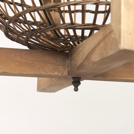 Kiley Warm Wood Basket Lantern Pendant Light by Mercana at Eve Furniture