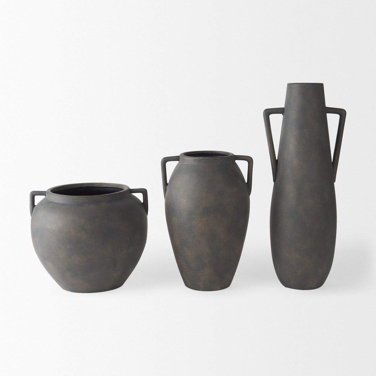 Kilian Medium Brown-Gray Double Ear Vase by Mercana at Eve Furniture