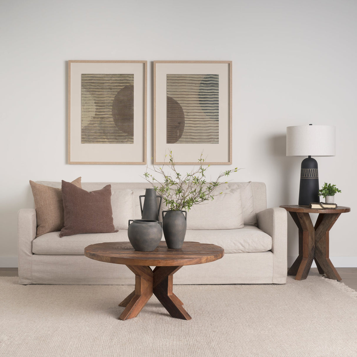 Kilian Medium Brown-Gray Double Ear Vase by Mercana at Eve Furniture
