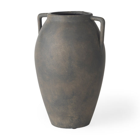 Kilian Medium Brown-Gray Double Ear Vase by Mercana at Eve Furniture