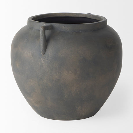 Kilian Short Brown-Gray Double Ear Vase by Mercana at Eve Furniture