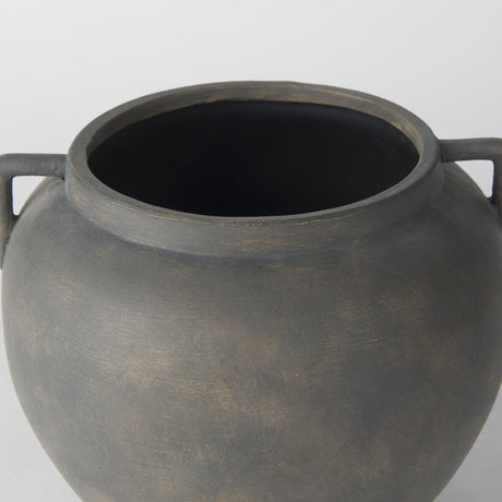 Kilian Short Brown-Gray Double Ear Vase by Mercana at Eve Furniture