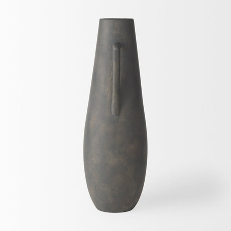 Kilian Tall Matte Brown-Gray Double Ear Vase by Mercana at Eve Furniture