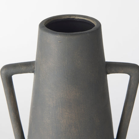 Kilian Tall Matte Brown-Gray Double Ear Vase by Mercana at Eve Furniture