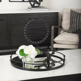 Kimbel Black Metal Mirrored Base Round Tray by Mercana at Eve Furniture