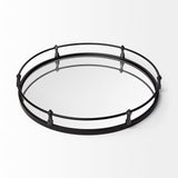 Kimbel Black Metal Mirrored Base Round Tray by Mercana at Eve Furniture