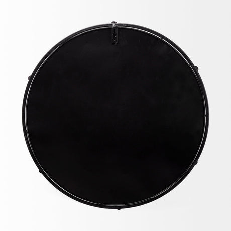 Kimbel Black Metal Mirrored Base Round Tray by Mercana at Eve Furniture