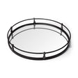 Kimbel Black Metal Mirrored Base Round Tray by Mercana at Eve Furniture