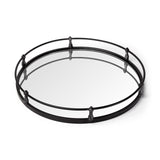 Kimbel Black Metal Mirrored Base Round Tray by Mercana at Eve Furniture