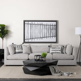 Kimia White and Black Fabric Herringbone and Fringed Decorative Pillow Cover by Mercana at Eve Furniture