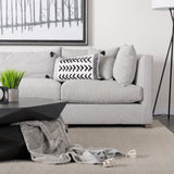 Kimia White and Black Fabric Herringbone and Fringed Decorative Pillow Cover by Mercana at Eve Furniture