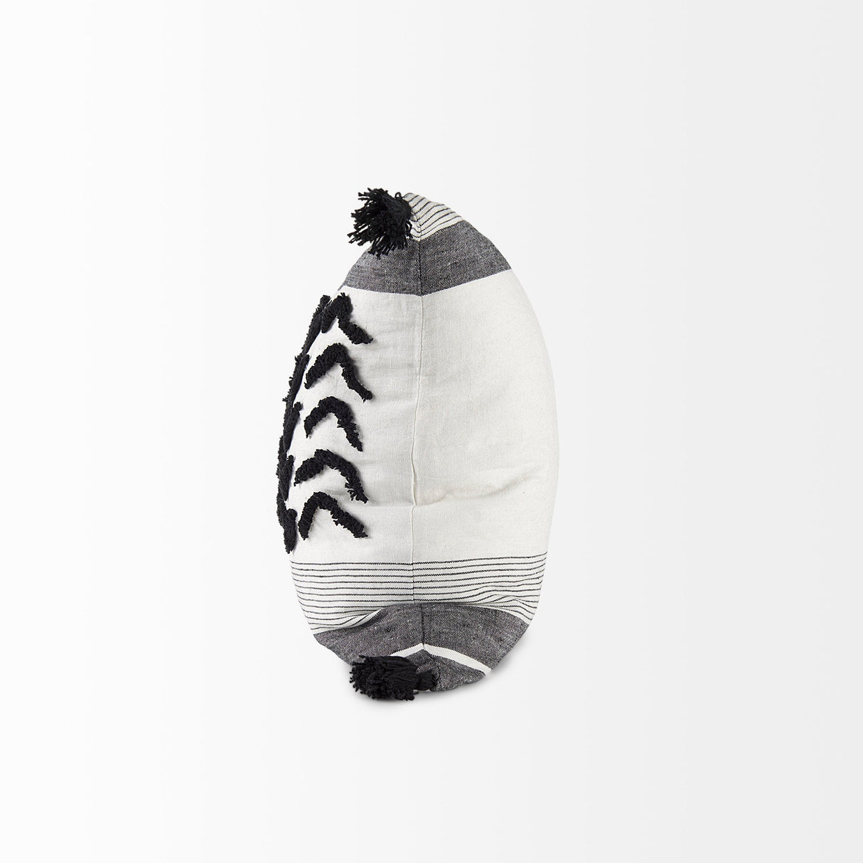 Kimia White and Black Fabric Herringbone and Fringed Decorative Pillow Cover by Mercana at Eve Furniture