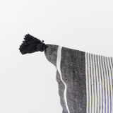 Kimia White and Black Fabric Herringbone and Fringed Decorative Pillow Cover by Mercana at Eve Furniture