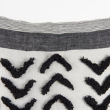Kimia White and Black Fabric Herringbone and Fringed Decorative Pillow Cover by Mercana at Eve Furniture