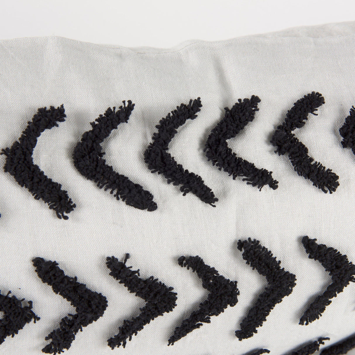 Kimia White and Black Fabric Herringbone and Fringed Decorative Pillow Cover by Mercana at Eve Furniture