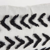 Kimia White and Black Fabric Herringbone and Fringed Decorative Pillow Cover by Mercana at Eve Furniture