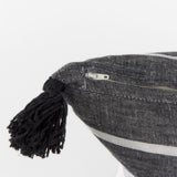 Kimia White and Black Fabric Herringbone and Fringed Decorative Pillow Cover by Mercana at Eve Furniture