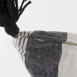 Kimia White and Black Fabric Herringbone and Fringed Decorative Pillow Cover by Mercana at Eve Furniture