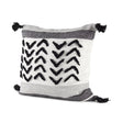 Kimia White and Black Fabric Herringbone and Fringed Decorative Pillow Cover by Mercana at Eve Furniture