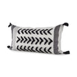 Kimia White and Black Fabric Herringbone and Fringed Decorative Pillow Cover by Mercana at Eve Furniture