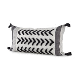Kimia White and Black Fabric Herringbone and Fringed Decorative Pillow Cover by Mercana at Eve Furniture