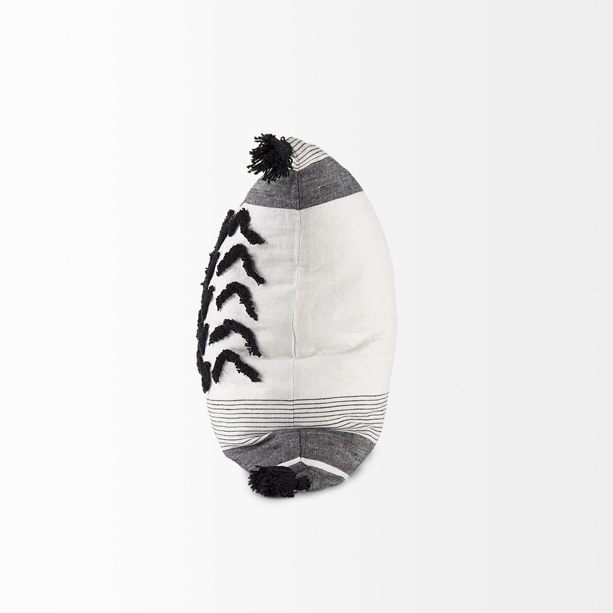 Kimia White/Black Fabric Fringed Pillow Cover w/Non-Allergen Filler, Set of 2 by Mercana at Eve Furniture