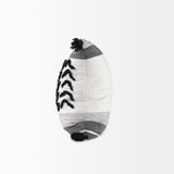 Kimia White/Black Fabric Fringed Pillow Cover w/Non-Allergen Filler, Set of 2 by Mercana at Eve Furniture