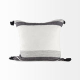 Kimia White/Black Fabric Fringed Pillow Cover w/Non-Allergen Filler, Set of 2 by Mercana at Eve Furniture