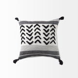 Kimia White/Black Fabric Fringed Pillow Cover w/Non-Allergen Filler, Set of 2 by Mercana at Eve Furniture