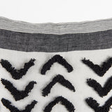 Kimia White/Black Fabric Fringed Pillow Cover w/Non-Allergen Filler, Set of 2 by Mercana at Eve Furniture