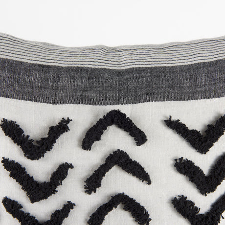 Kimia White/Black Fabric Fringed Pillow Cover w/Non-Allergen Filler, Set of 2 by Mercana at Eve Furniture