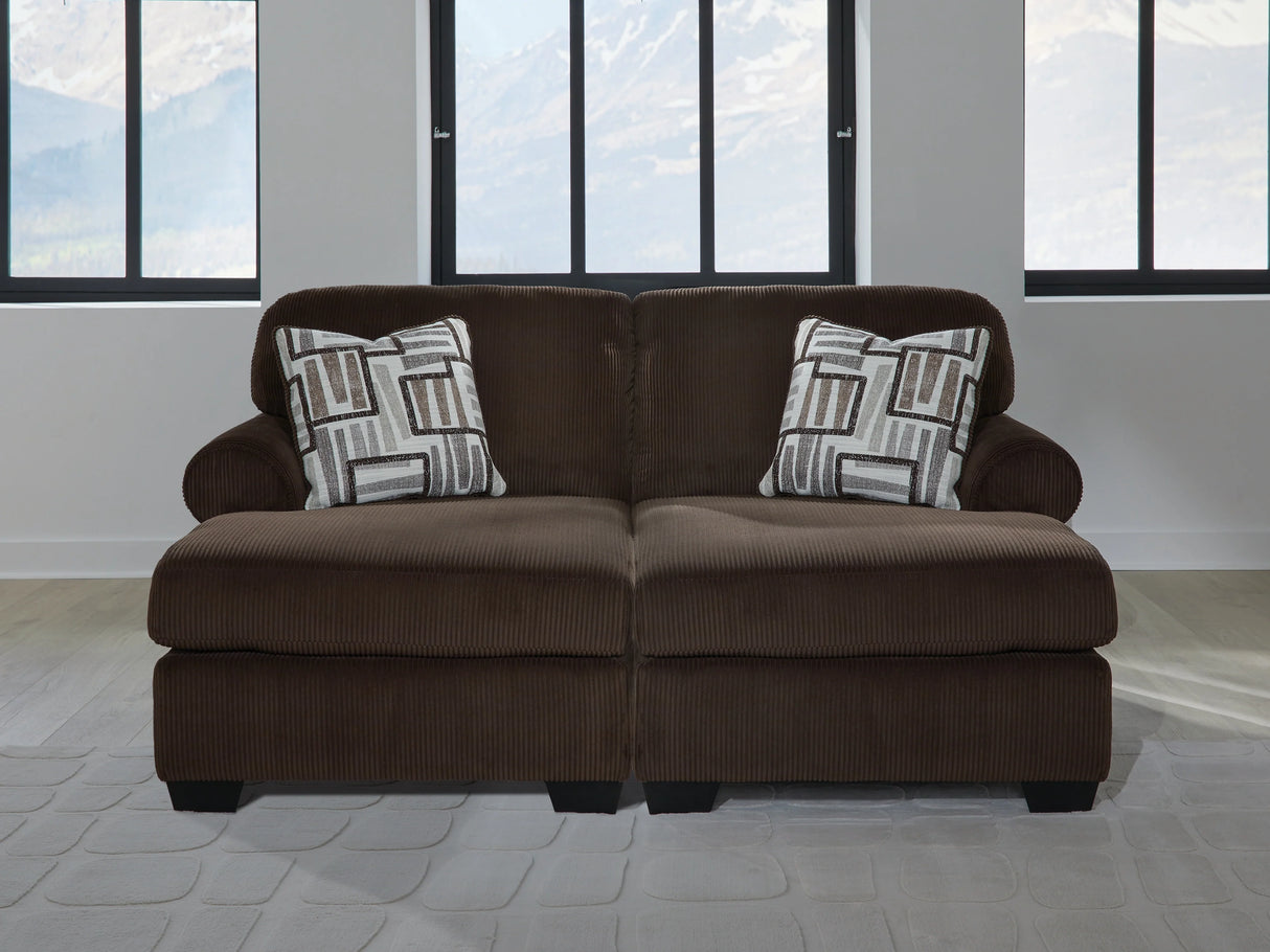 Kimlee Chocolate 2-Piece Super Chaise by Ashley at Eve Furniture