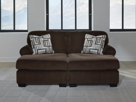 Kimlee Chocolate 2-Piece Super Chaise by Ashley at Eve Furniture