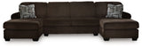Kimlee Chocolate 3-Piece Sectional with Double Chaise by Ashley at Eve Furniture