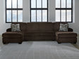 Kimlee Chocolate 3-Piece Sectional with Double Chaise by Ashley at Eve Furniture