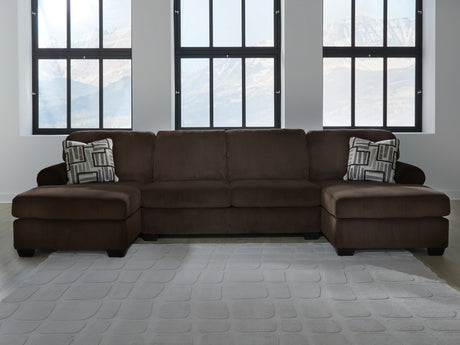 Kimlee Chocolate 3-Piece Sectional with Double Chaise by Ashley at Eve Furniture