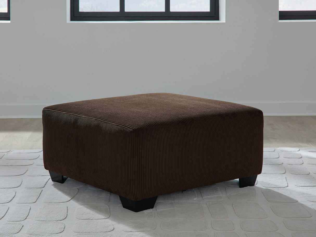 Kimlee Chocolate Oversized Accent Ottoman by Ashley at Eve Furniture