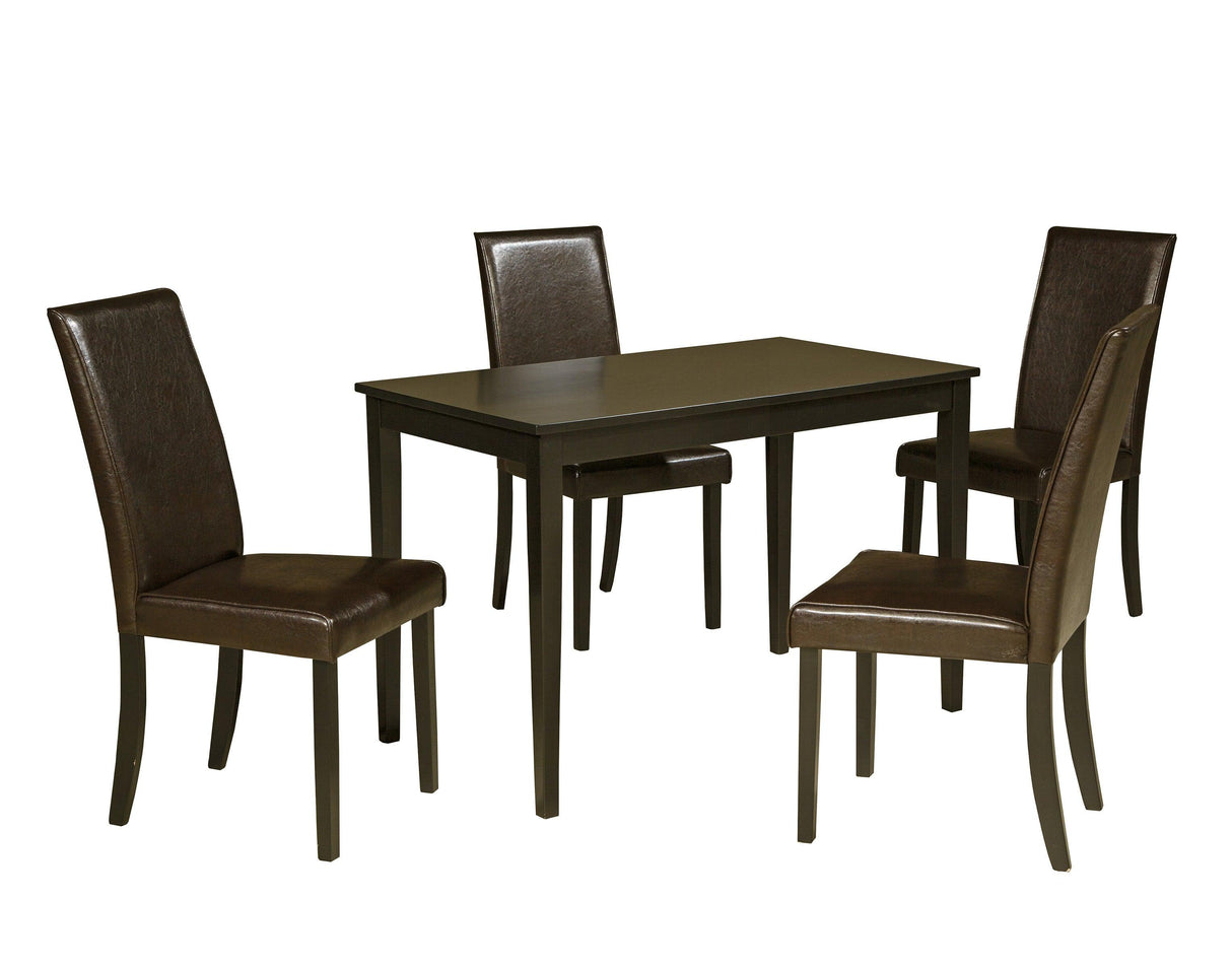 Kimonte Dark Brown 5-Piece Rectangular Dining Set by Ashley at Eve Furniture