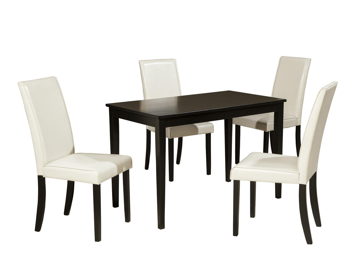 Kimonte Dark Brown/Ivory 5-Piece Rectangular Dining Set by Ashley at Eve Furniture