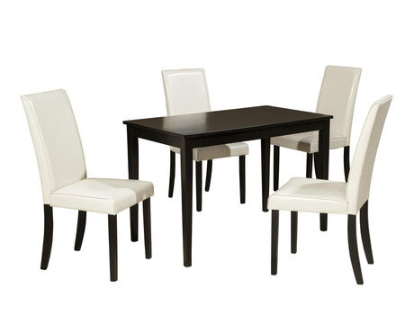 Kimonte Dark Brown/Ivory 5-Piece Rectangular Dining Set by Ashley at Eve Furniture