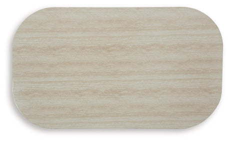 Kimora Beige/Dark Brown Outdoor Coffee Table by Ashley at Eve Furniture