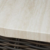 Kimora Beige/Dark Brown Outdoor End Table by Ashley at Eve Furniture