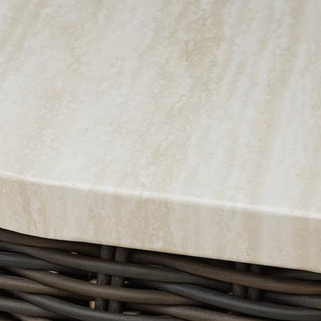 Kimora Beige/Dark Brown Outdoor End Table by Ashley at Eve Furniture