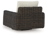 Kimora Beige/Dark Brown Outdoor Swivel Lounge Chair by Ashley at Eve Furniture