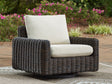 Kimora Beige/Dark Brown Outdoor Swivel Lounge Chair by Ashley at Eve Furniture