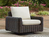 Kimora Beige/Dark Brown Outdoor Swivel Lounge Chair by Ashley at Eve Furniture