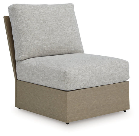 Kimpton Isle Brown/Beige Outdoor Armless Chair with Cushion by Ashley at Eve Furniture